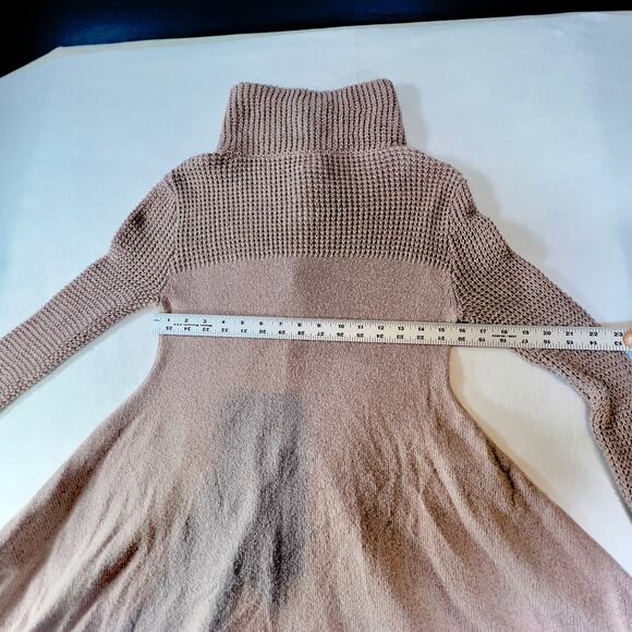 Blue Saks Fifth Ave Tunic Sweater Full Zip High Neck Collar Woman's XS Tan - Picture 8 of 15